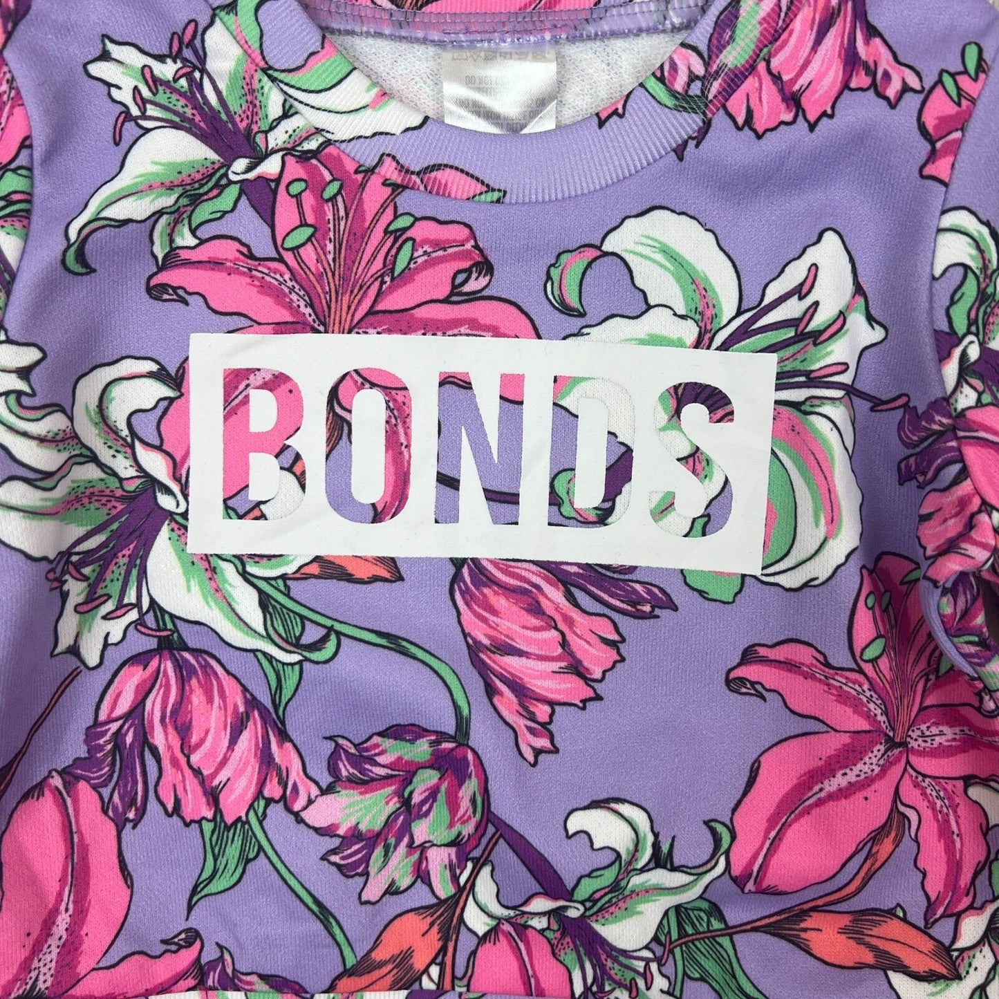 Bonds Babies Pink Floral Pattern Pullover Sweatshirt Jumper Size 3-6 Months