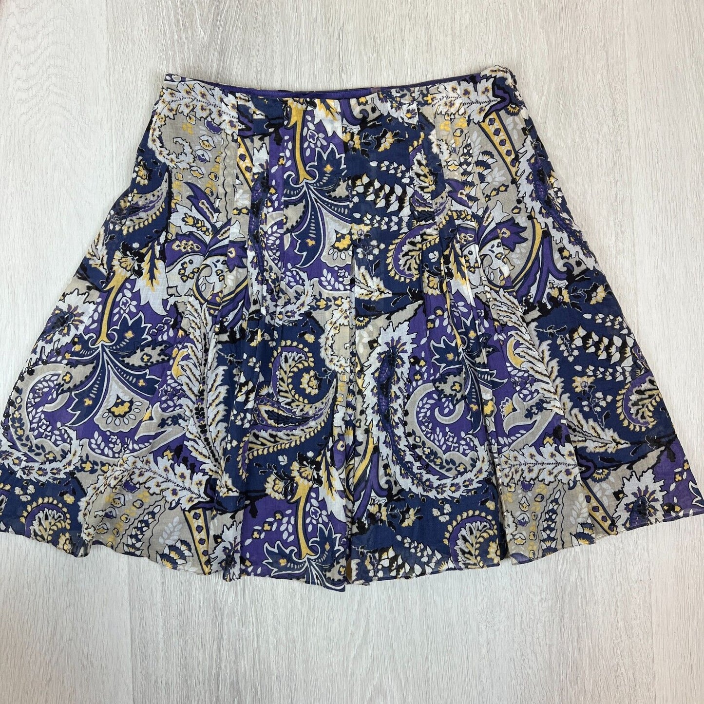 Tahari Womens Purple Paisley pattern A-Line Skirt Size UK 14