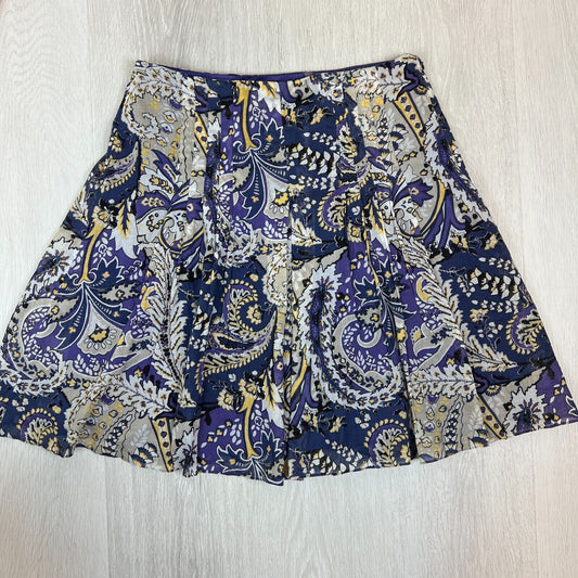 Tahari Womens Purple Paisley pattern A-Line Skirt Size UK 14