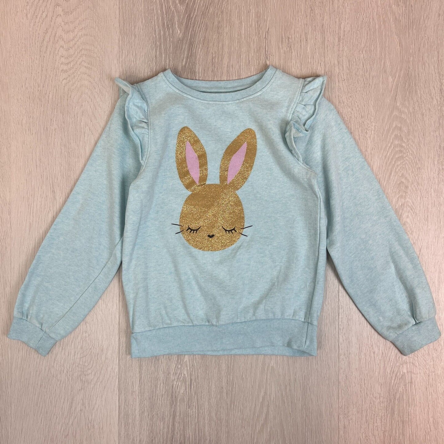 Milkshake Girls Bunny Rabbit Pullover Light Blue Sweatshirt Jumper Size 8 Years