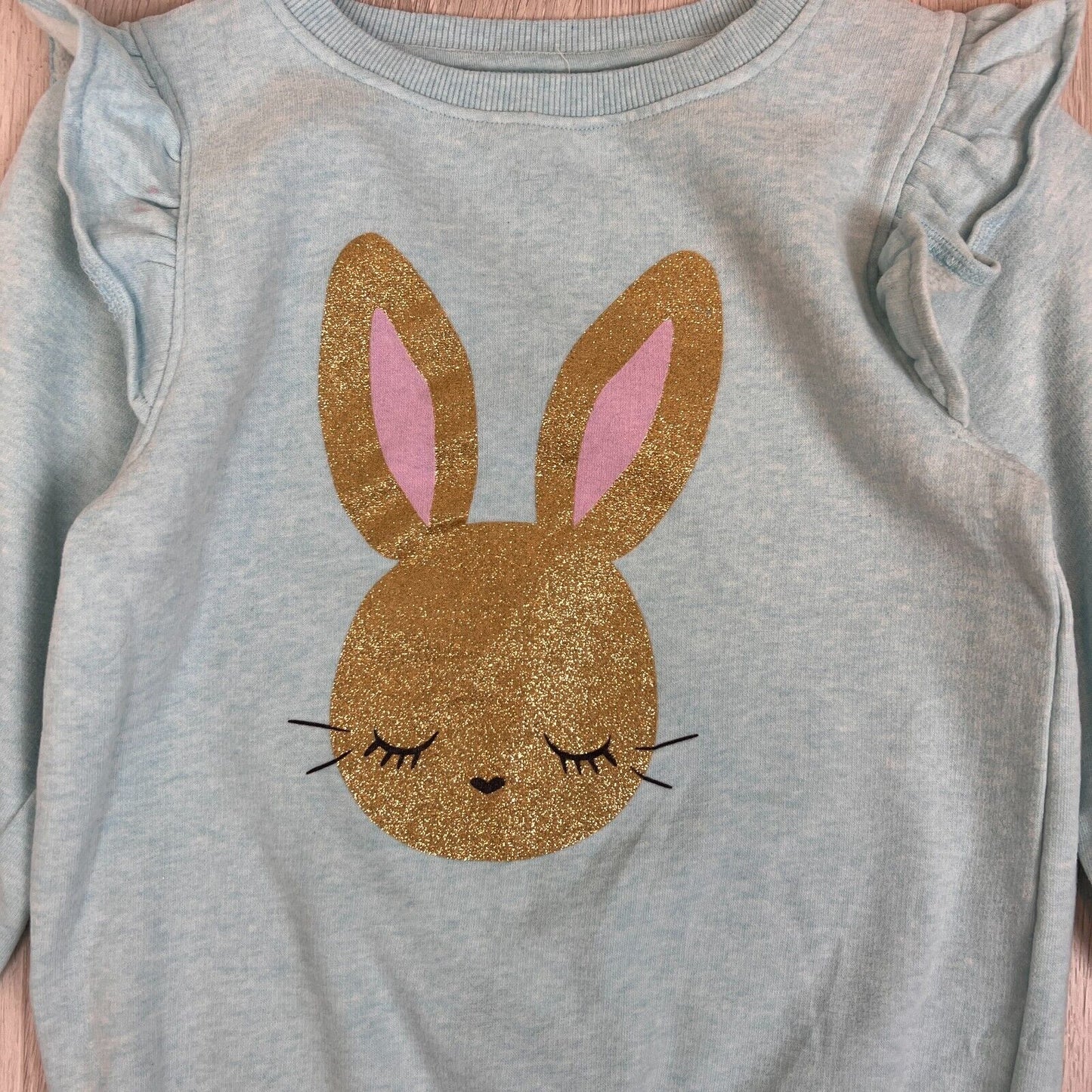 Milkshake Girls Bunny Rabbit Pullover Light Blue Sweatshirt Jumper Size 8 Years