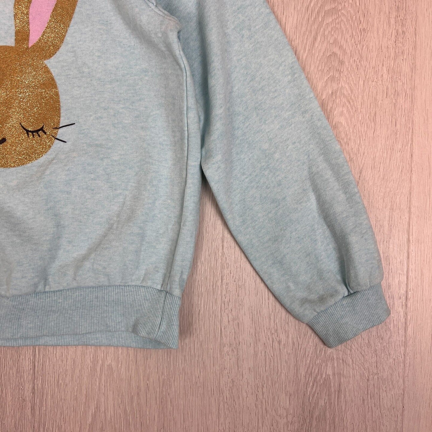 Milkshake Girls Bunny Rabbit Pullover Light Blue Sweatshirt Jumper Size 8 Years