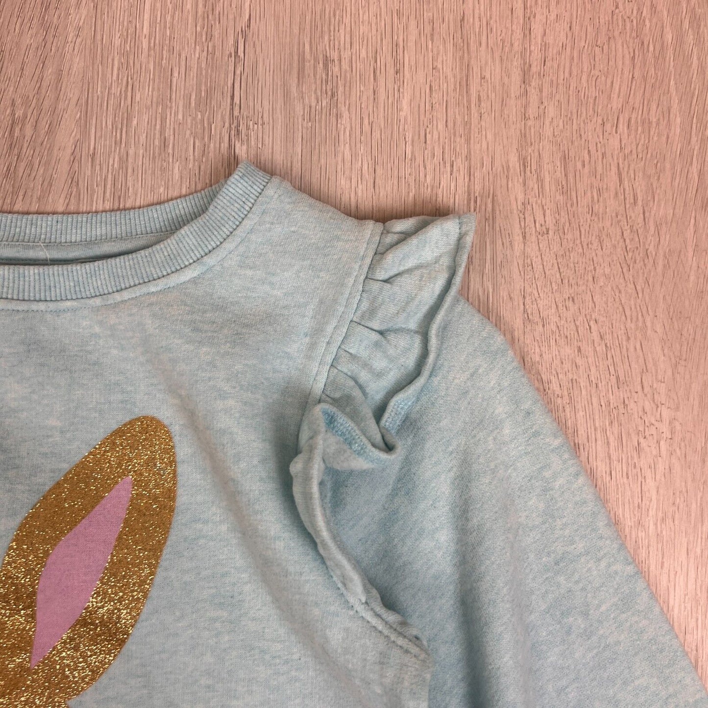 Milkshake Girls Bunny Rabbit Pullover Light Blue Sweatshirt Jumper Size 8 Years