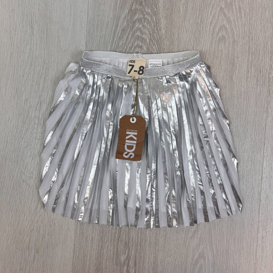 Cotton On Kids Girls Metallic Penny Pleat Skirt Size 7-8 Years (New)