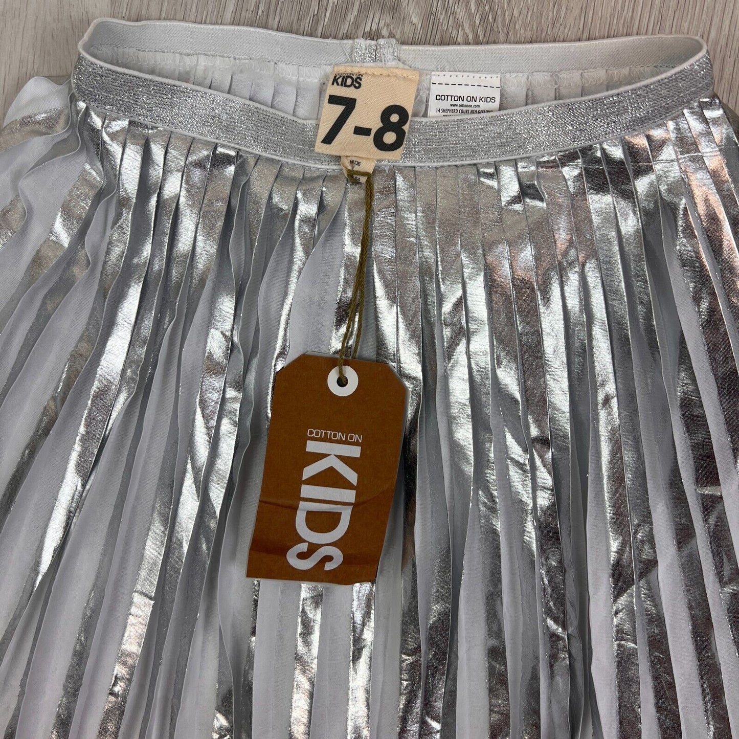 Cotton On Kids Girls Metallic Penny Pleat Skirt Size 7-8 Years (New)