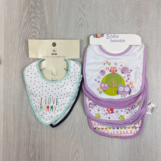 Baby Babies Dribble Bibs (7 Pieces) NEW - Baby