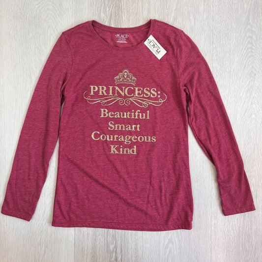 The Childrens Place Girls Red Princess Long Sleeve T-Shirt Size 10-12 Years NEW