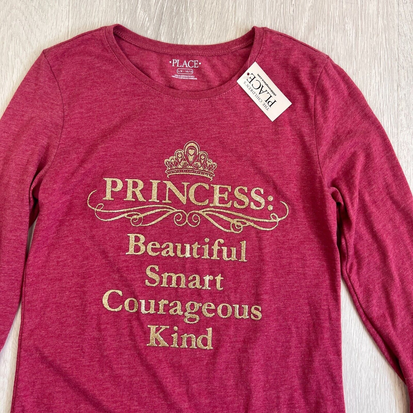 The Childrens Place Girls Red Princess Long Sleeve T-Shirt Size 10-12 Years NEW