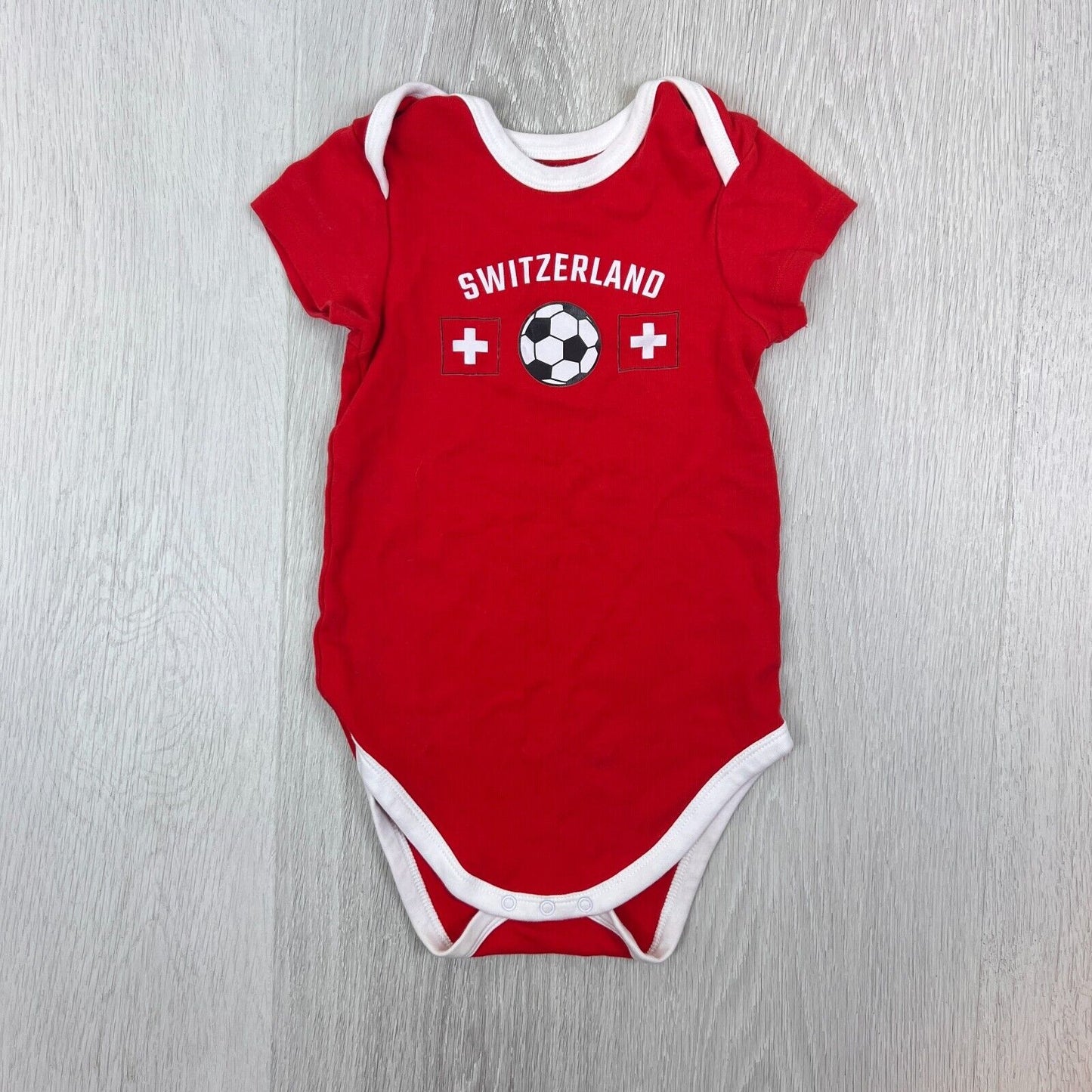 C&A Switzerland Soccer Football Red Babies One Piece Size 104