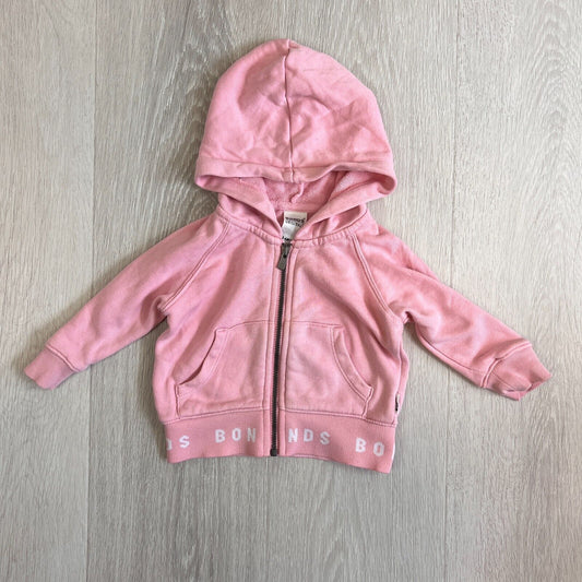 Bonds Babies Girls Pink Full Zip Hoodie Size 3-6 Months