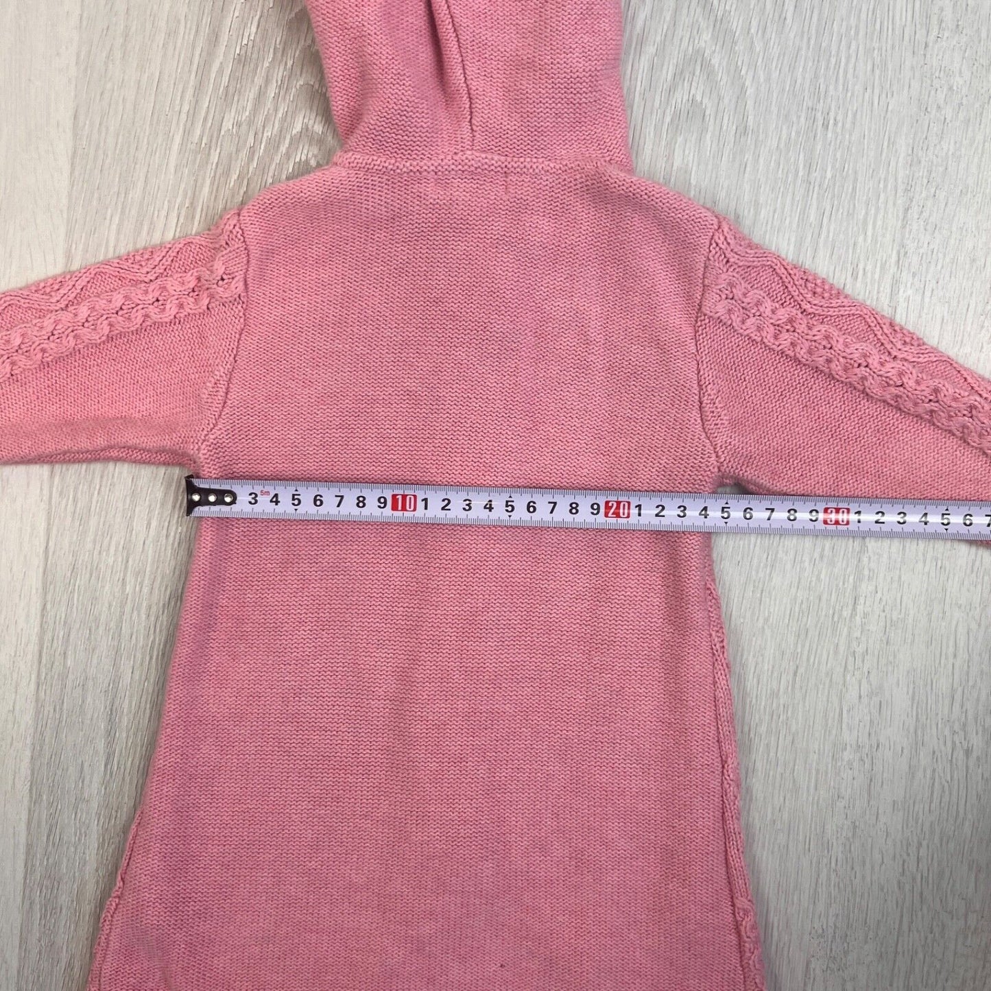 Pure Baby Girls Knitted Pink Organic Cotton Cardigan Hoodie Size 12 - 18 Months