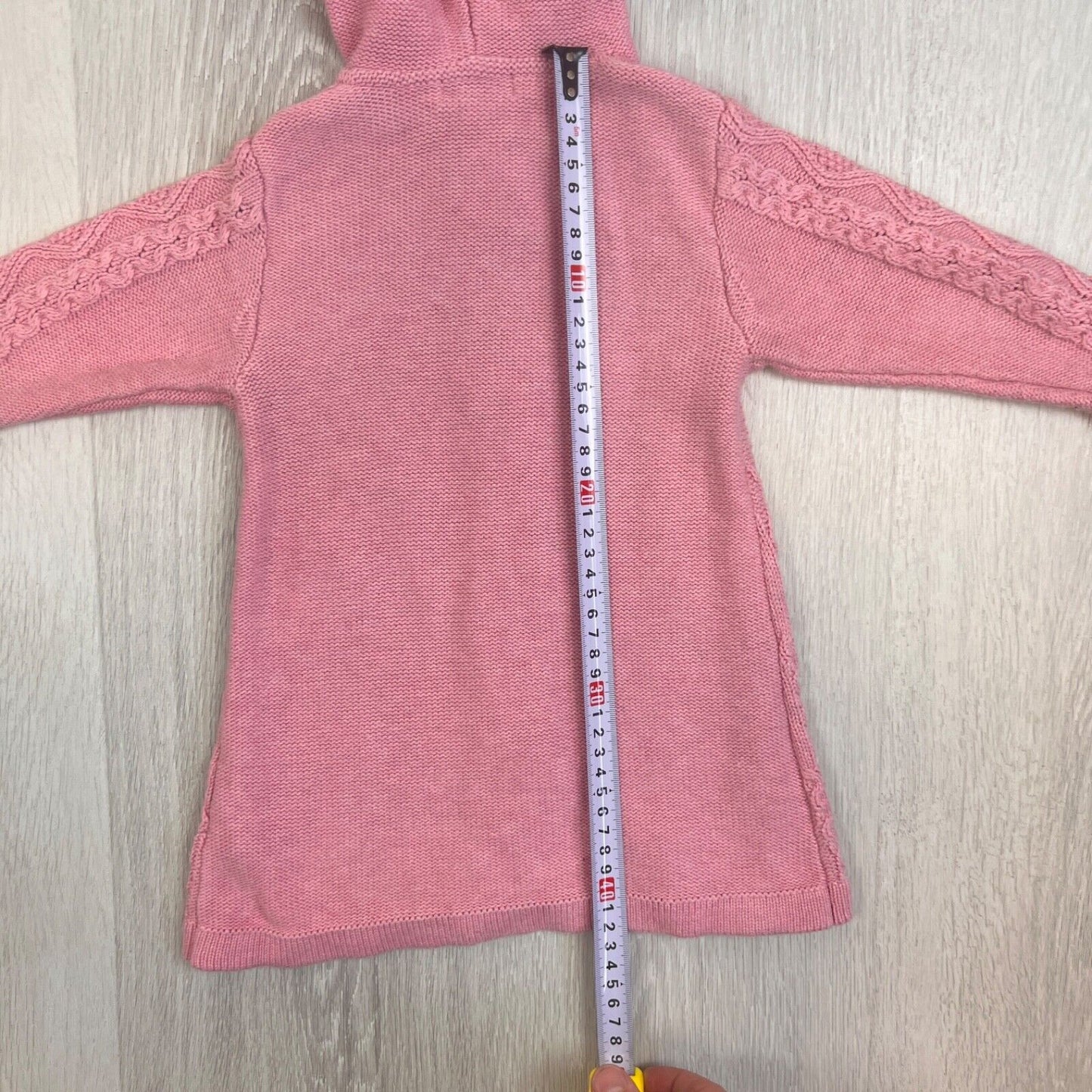 Pure Baby Girls Knitted Pink Organic Cotton Cardigan Hoodie Size 12 - 18 Months