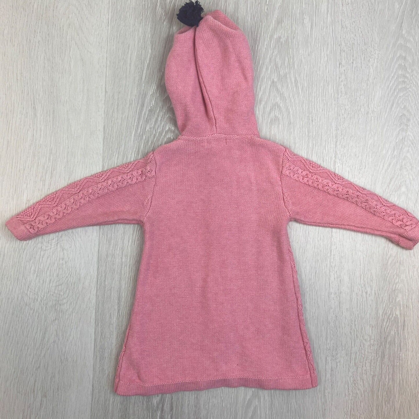 Pure Baby Girls Knitted Pink Organic Cotton Cardigan Hoodie Size 12 - 18 Months