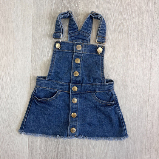 Cotton On Baby Girls Blue Denim Pinafore Dress Size 1 Years