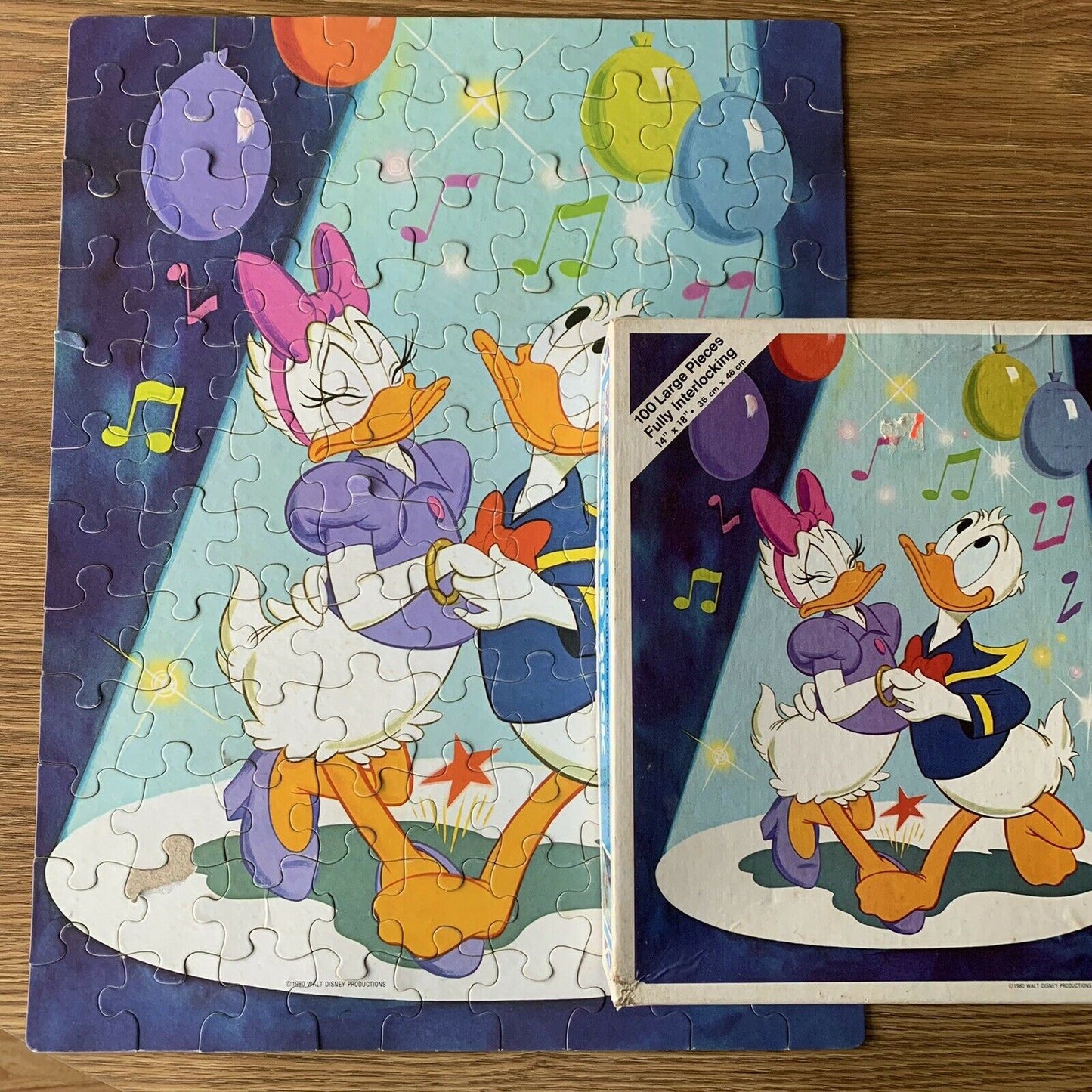 Vintage Walt Disney Donald Duck & Daisy Duck Complete Puzzle 1980