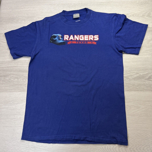 Vintage 2008 MLB Texas Rangers Mens Blue T-Shirt Size Large