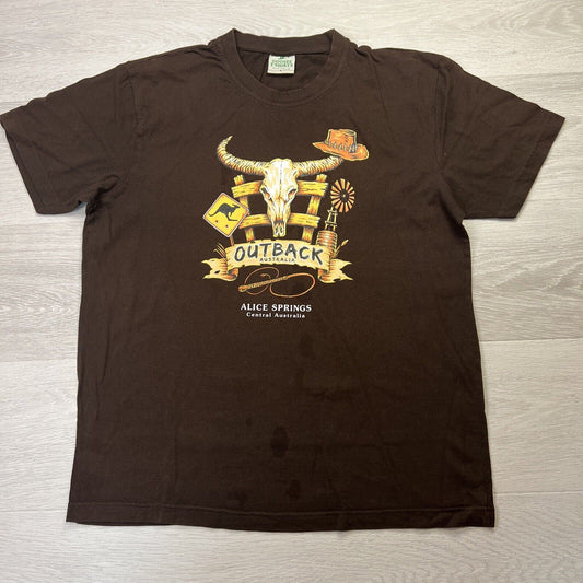 Gooses T-Shirts Outback Australia Alice Sprints Mens Brown T-Shirt Size L