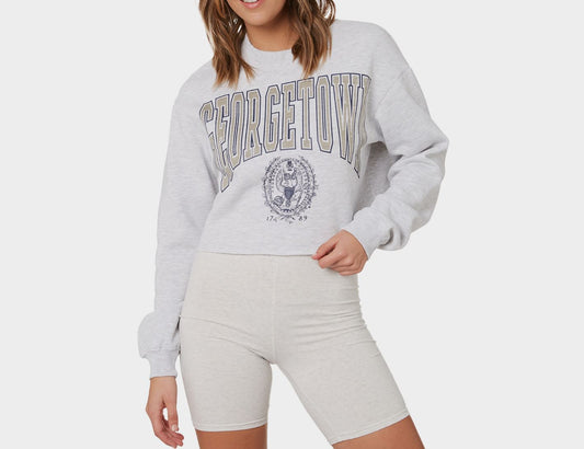 NCCA College University Georgetown Women's Cropped White Jumper Size S