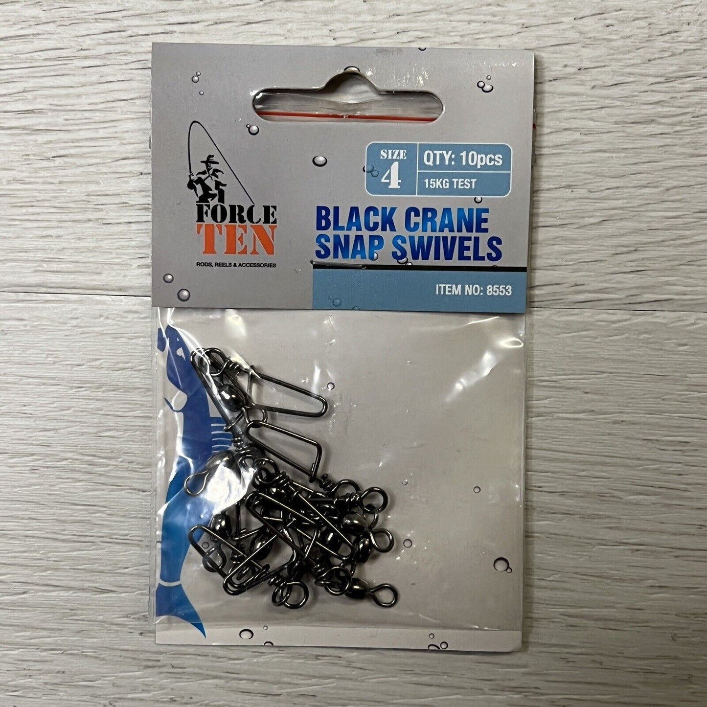 Force Ten Black Crane Snap Swivels Size 4 (15kg Test - 10 Pieces)