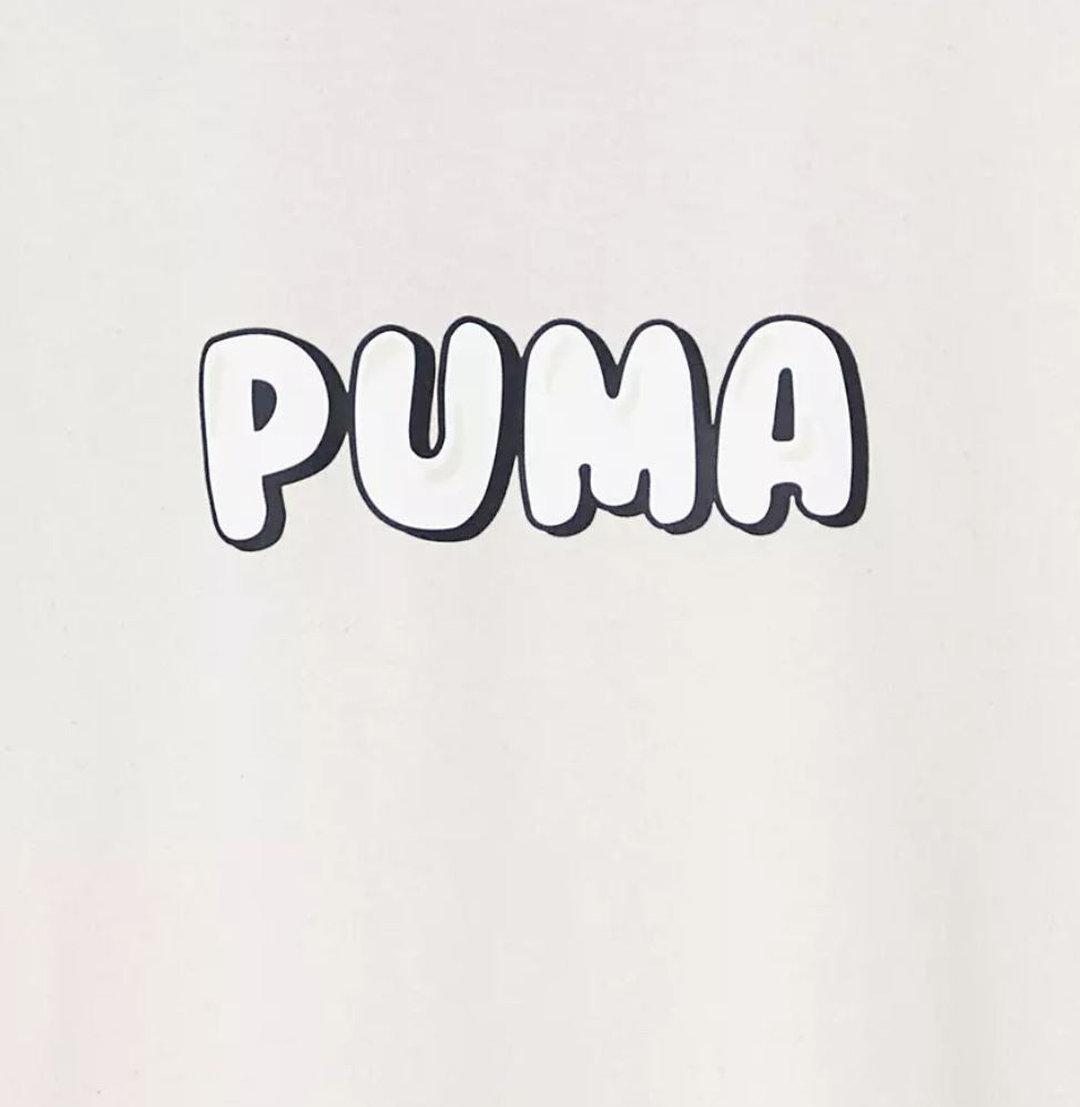 Puma Bubble Logo Mens Off White Oversized T-Shirt Size XL