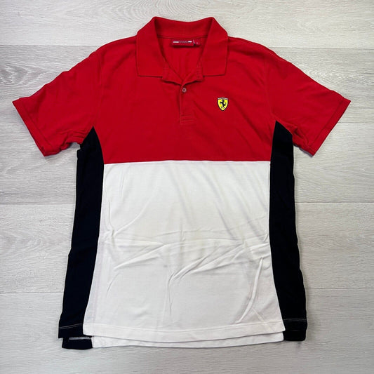 Scuderia Ferrari Mens Red & White Polo Shirt Size Medium