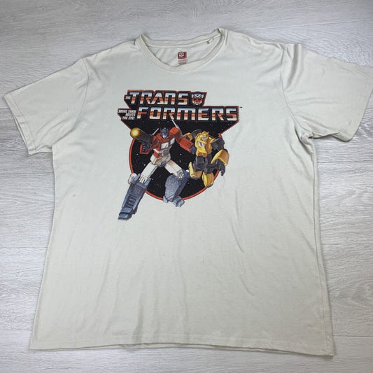 Transformers Mens Off White Graphic Print T-Shirt Size 4XL