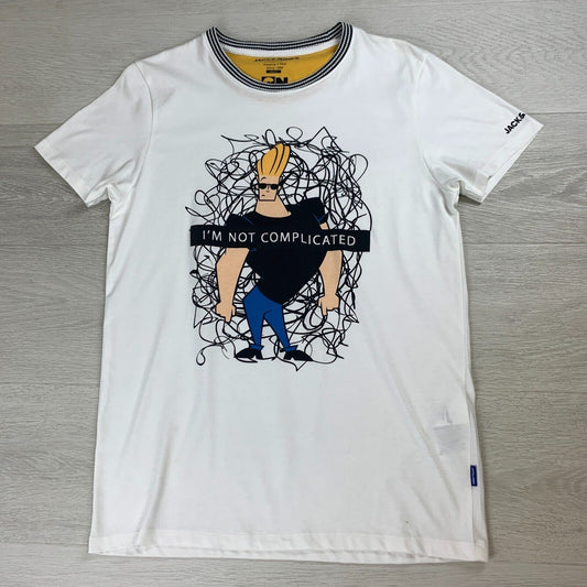 Jack & Jones Cartoon Network Johnny Bravo Mens White T-Shirt Size Large