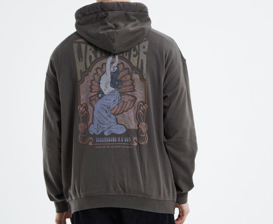 Wrangler Graphic Print Slouch Hoodie Slate Grey Size Large