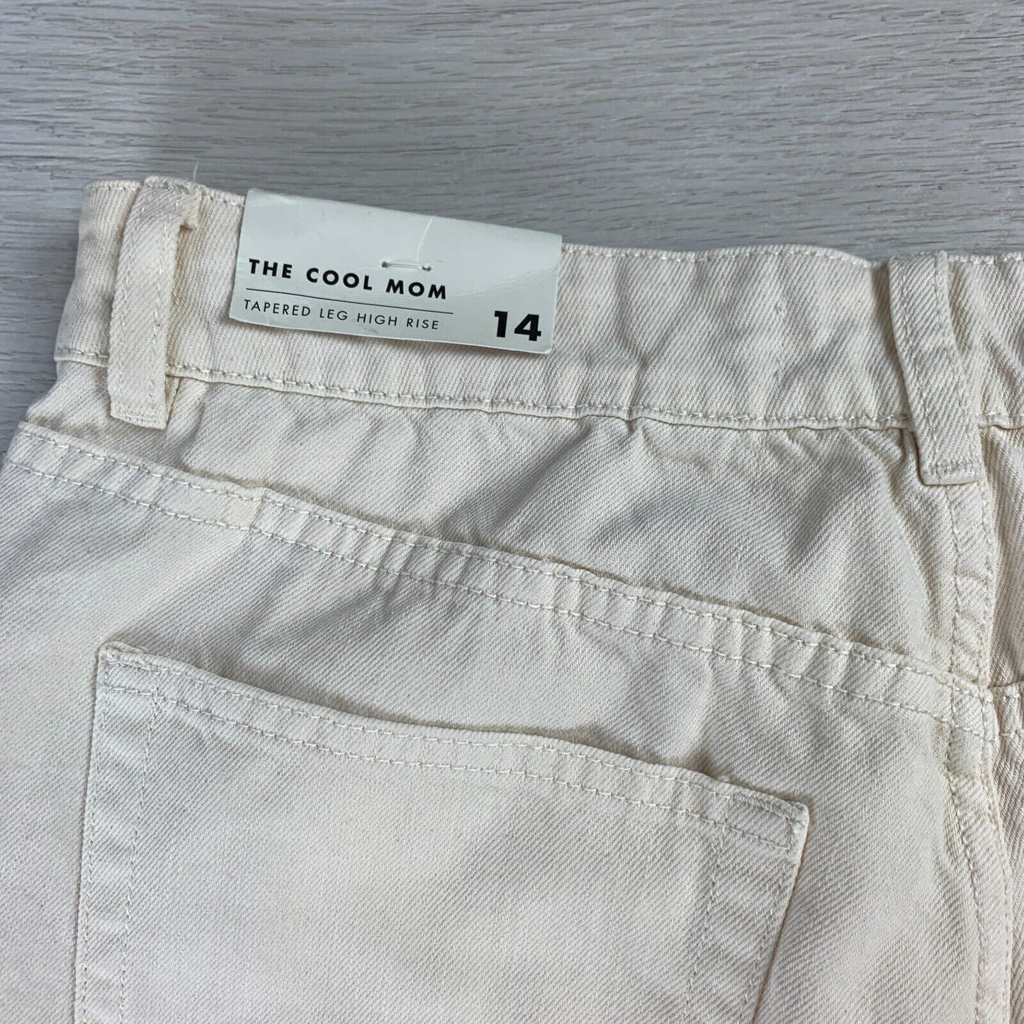 Supre Demin ‘The Cool Mom’ Tapered High Rise Bone Coloured Jeans Size 14