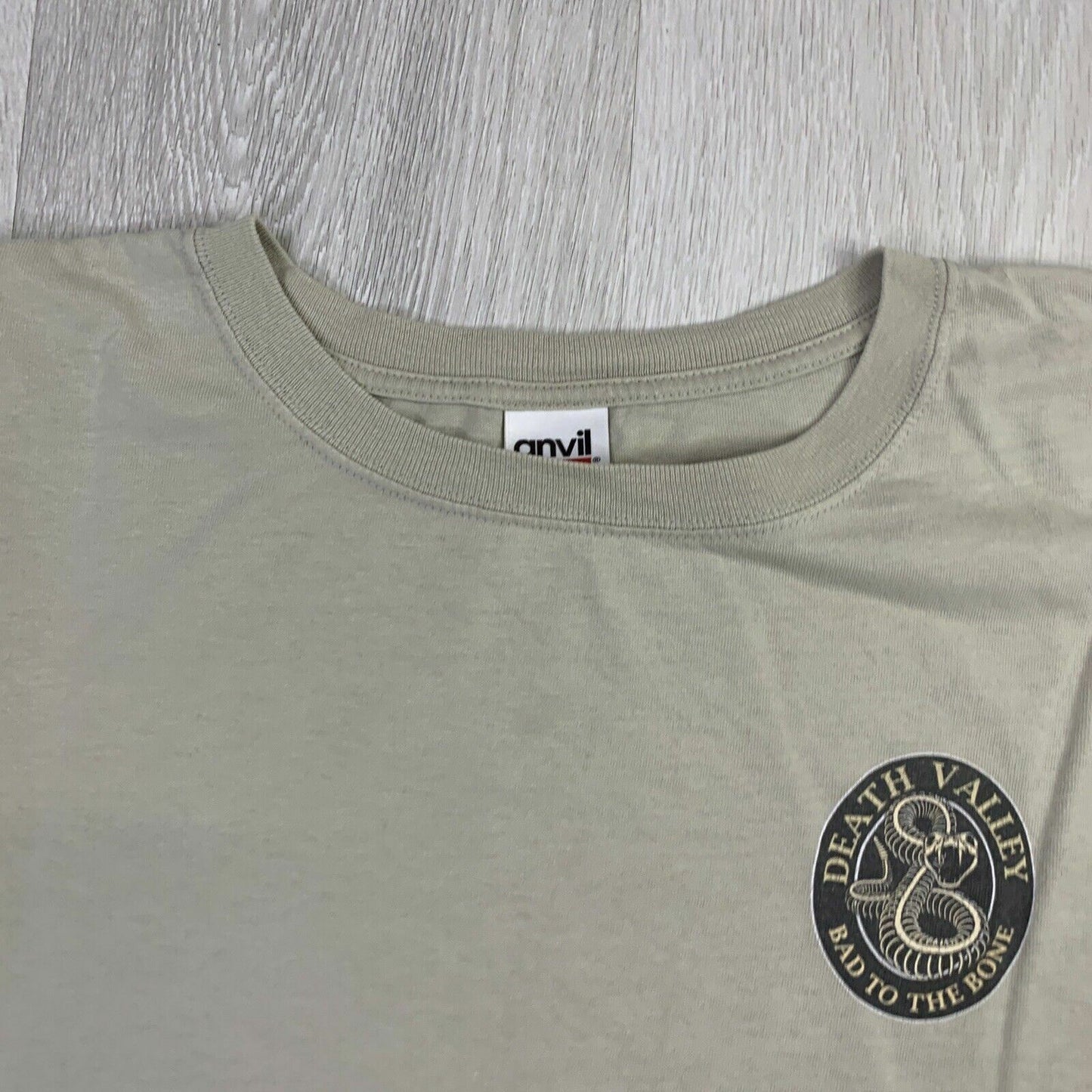 Death Valley Bad To The Bone Snake Skeleton Beige Mens T-Shirt Size 2XL