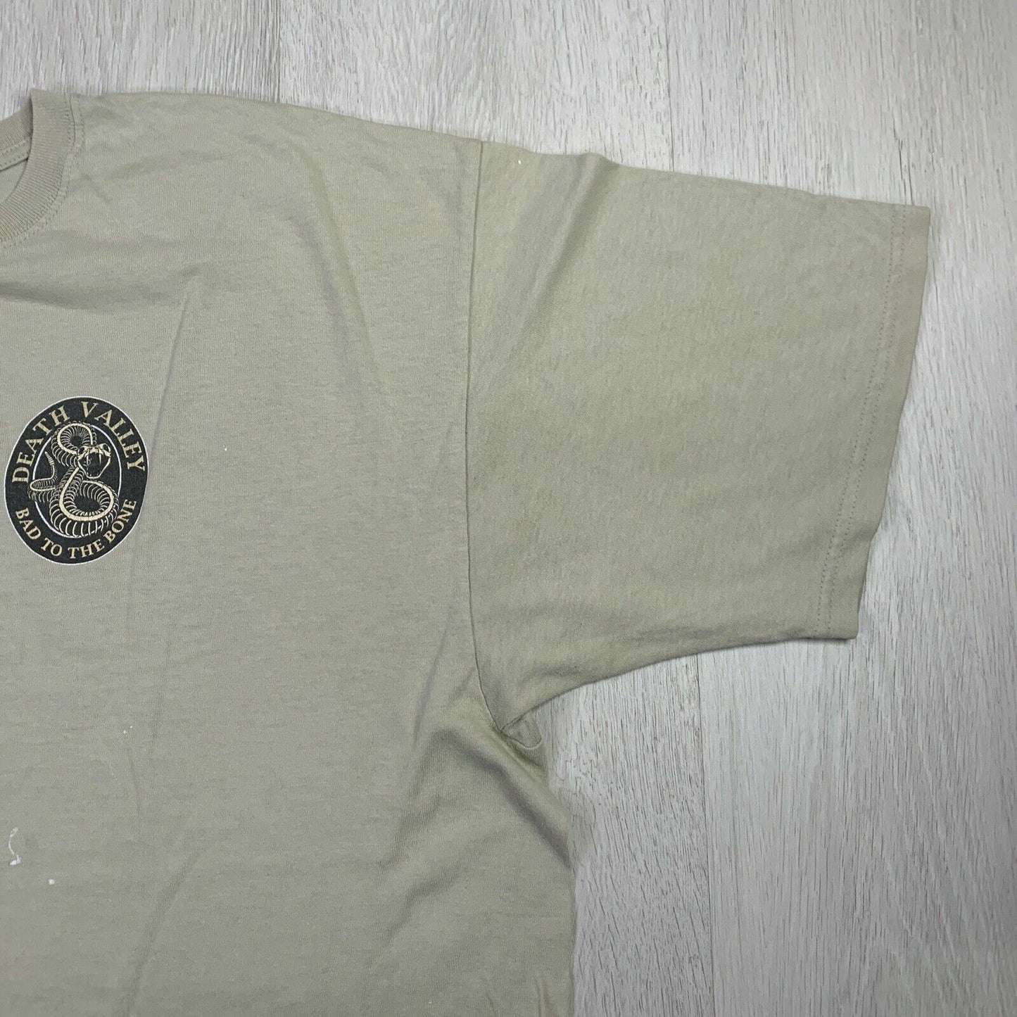 Death Valley Bad To The Bone Snake Skeleton Beige Mens T-Shirt Size 2XL