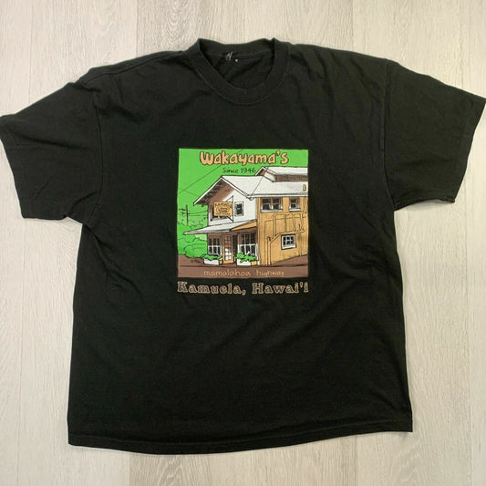 Wakayama's Kamuela, Hawaii Mens Black T-Shirt Size Large Approx