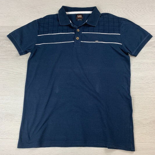 Lee Mens Navy Blue Polo Shirt Size Medium