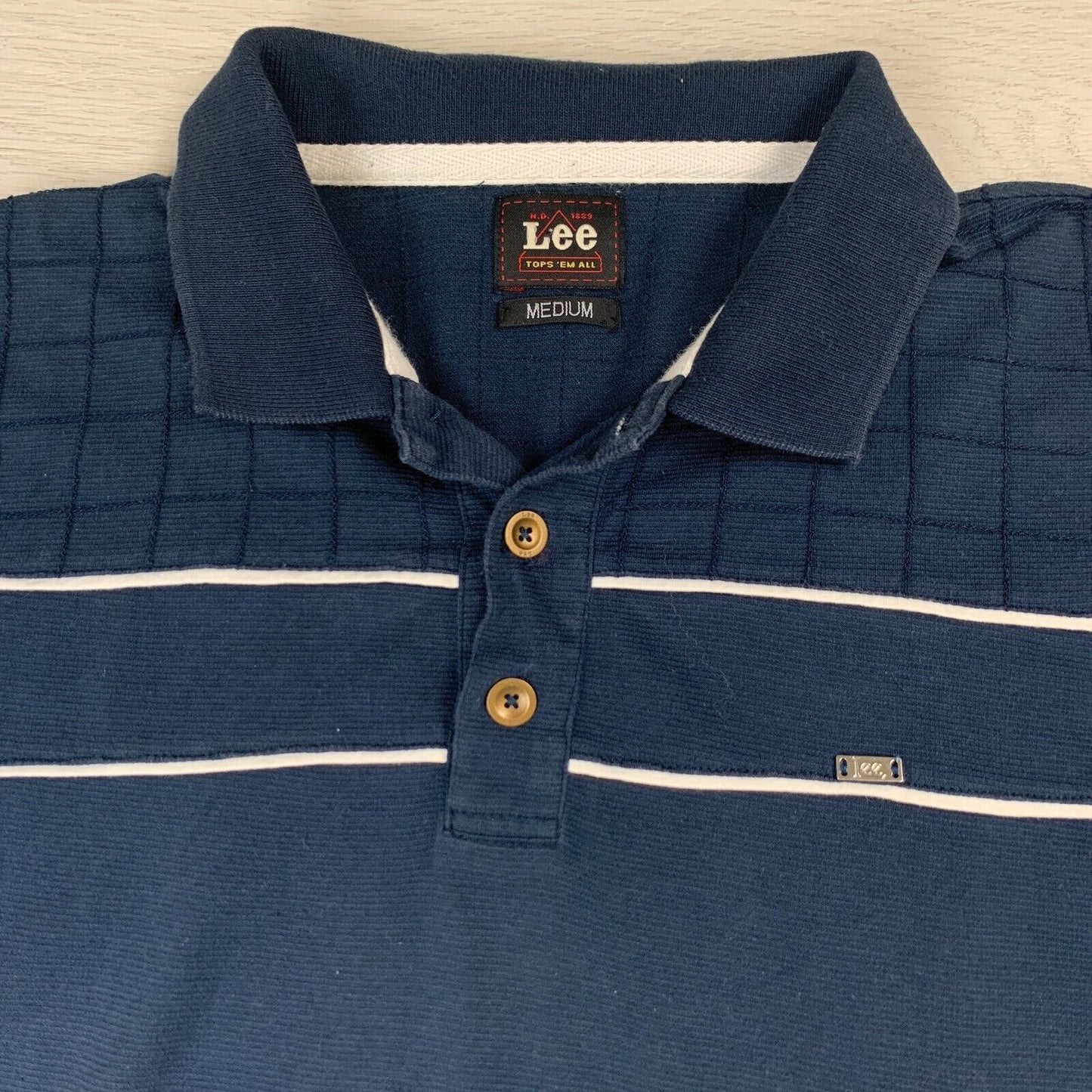 Lee Mens Navy Blue Polo Shirt Size Medium