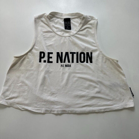 P.E Nation Womens White Oversized Tank Top Size Large