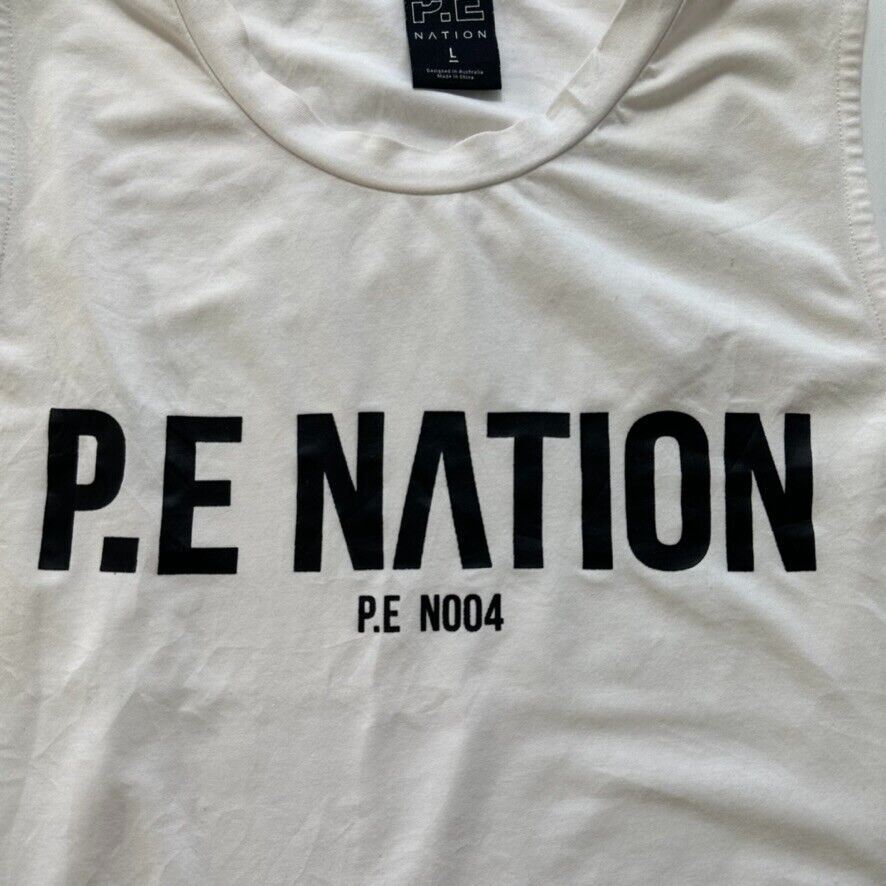 P.E Nation Womens White Oversized Tank Top Size Large