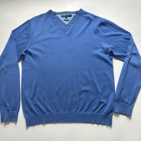 Tommy Hilfiger Mens Blue Sweater Jumper Size Large