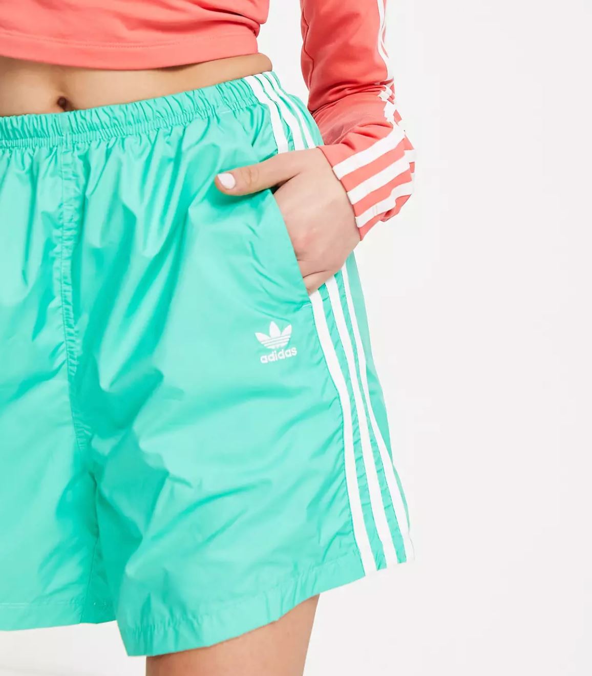 adidas Originals Womens Long Shorts in Green Size 10