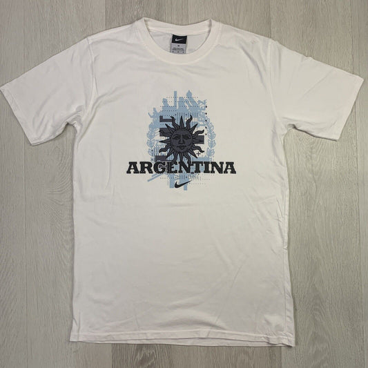 Nike Argentina Football Team #11 Carlos Tevez Mens White Soccer T-shirt Size M