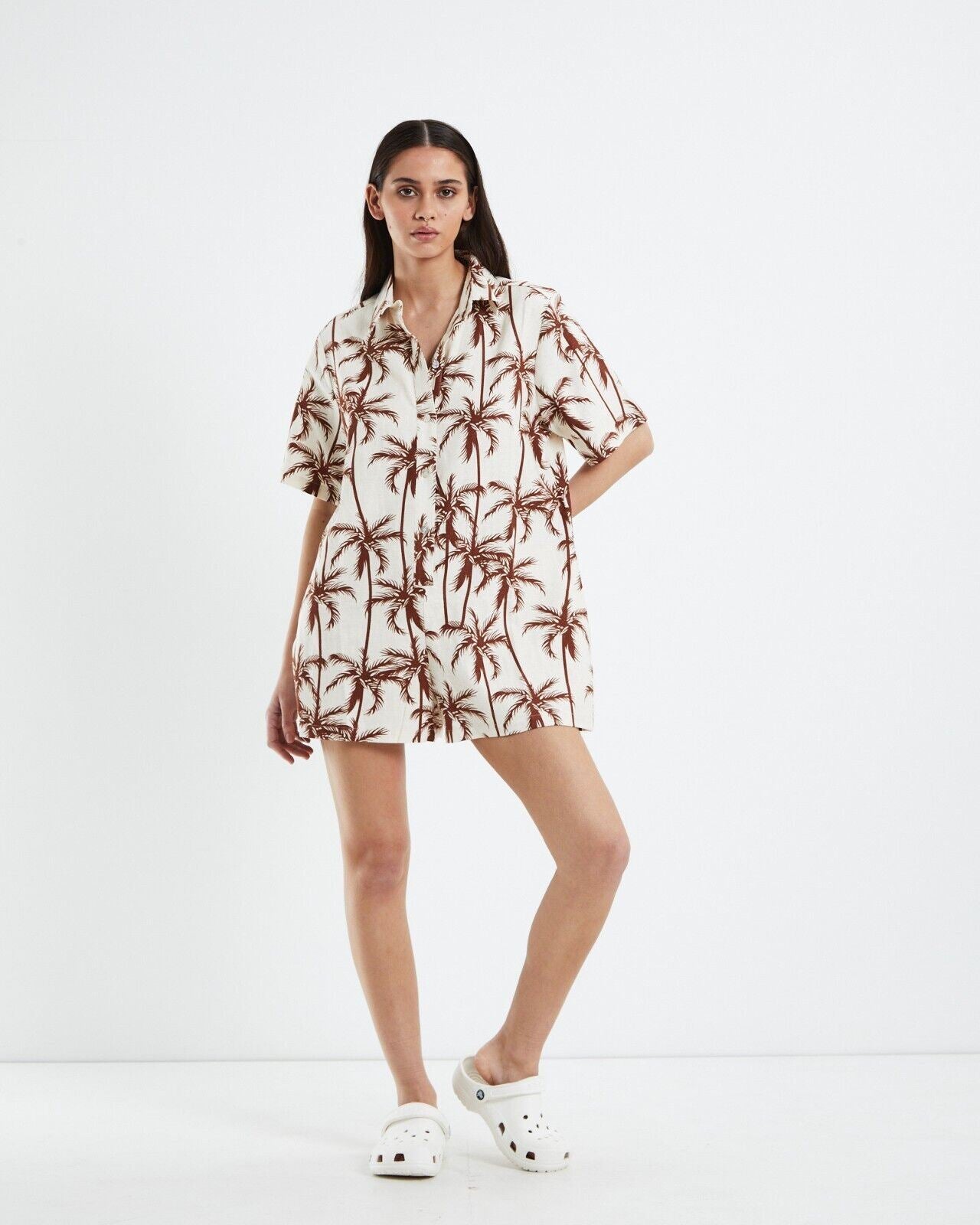 Insight Womens Relaxed Fit Palm Tree Pattern Playsuit Size M (New)