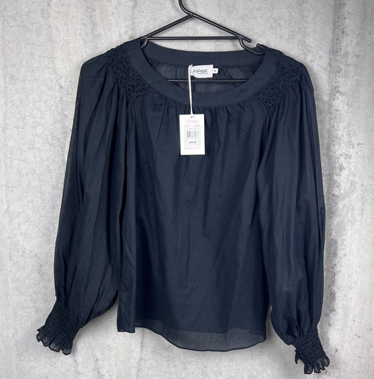 Piper Pettites Womens Black Sheer Blouse Size 8 (New)