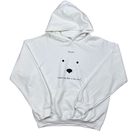 Unisex Toronto, Canada Polar Bear Print White Pullover Hoodie Size Medium