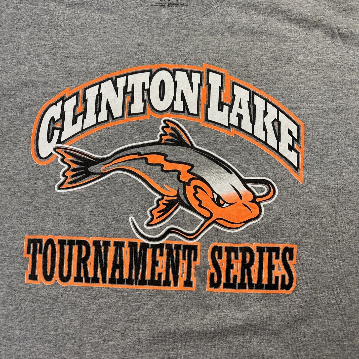 Clinton Lake Fishing Tournament Series Mens Grey T-Shirt Size Large