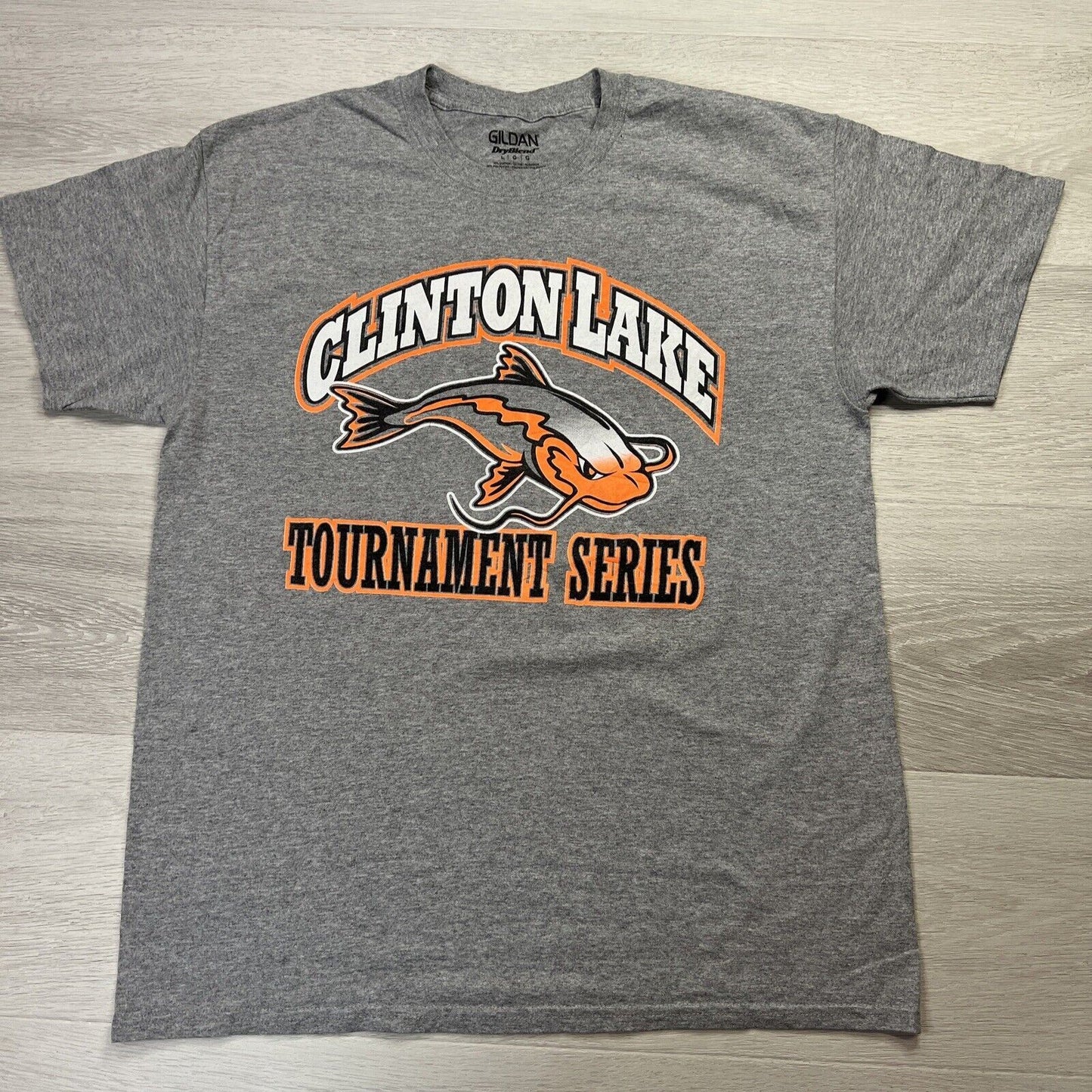 Clinton Lake Fishing Tournament Series Mens Grey T-Shirt Size Large