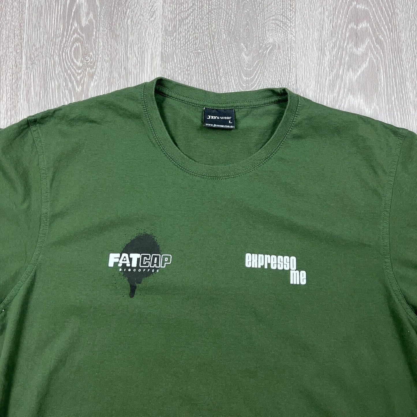 Fact Cap Big Coffee Expresso Me Mens Green T-Shirt Size Large