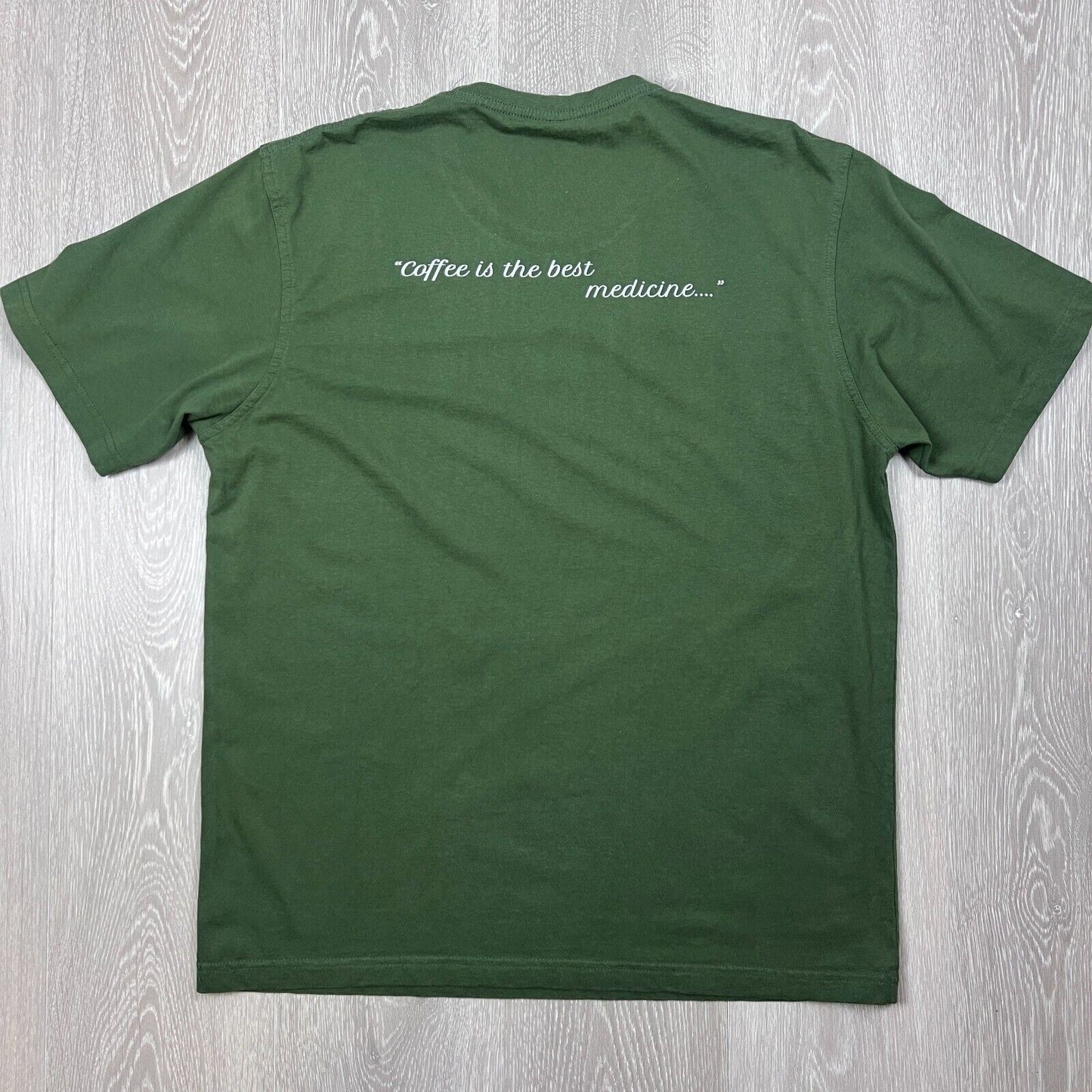 Fact Cap Big Coffee Expresso Me Mens Green T-Shirt Size Large