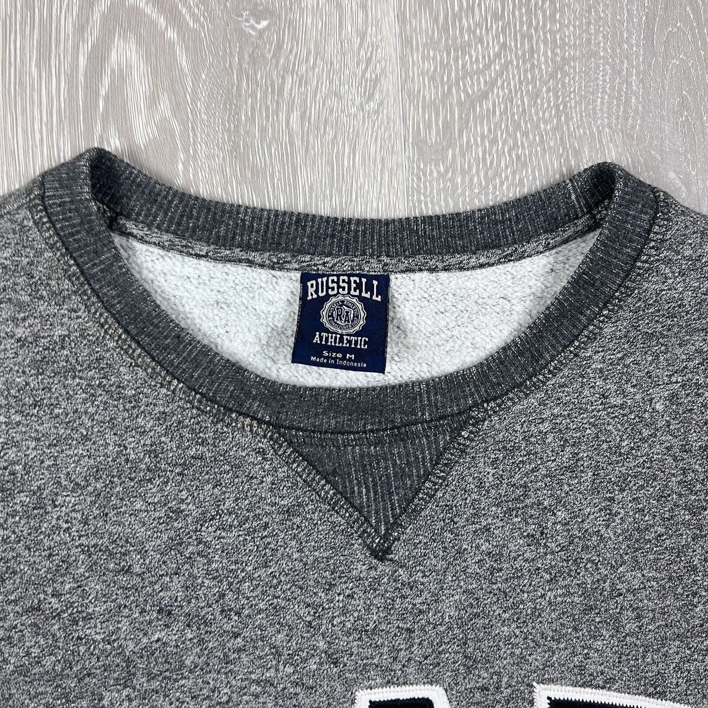 Russell Athletic Mens Grey Crew Neck Embroidered Jumper Size M