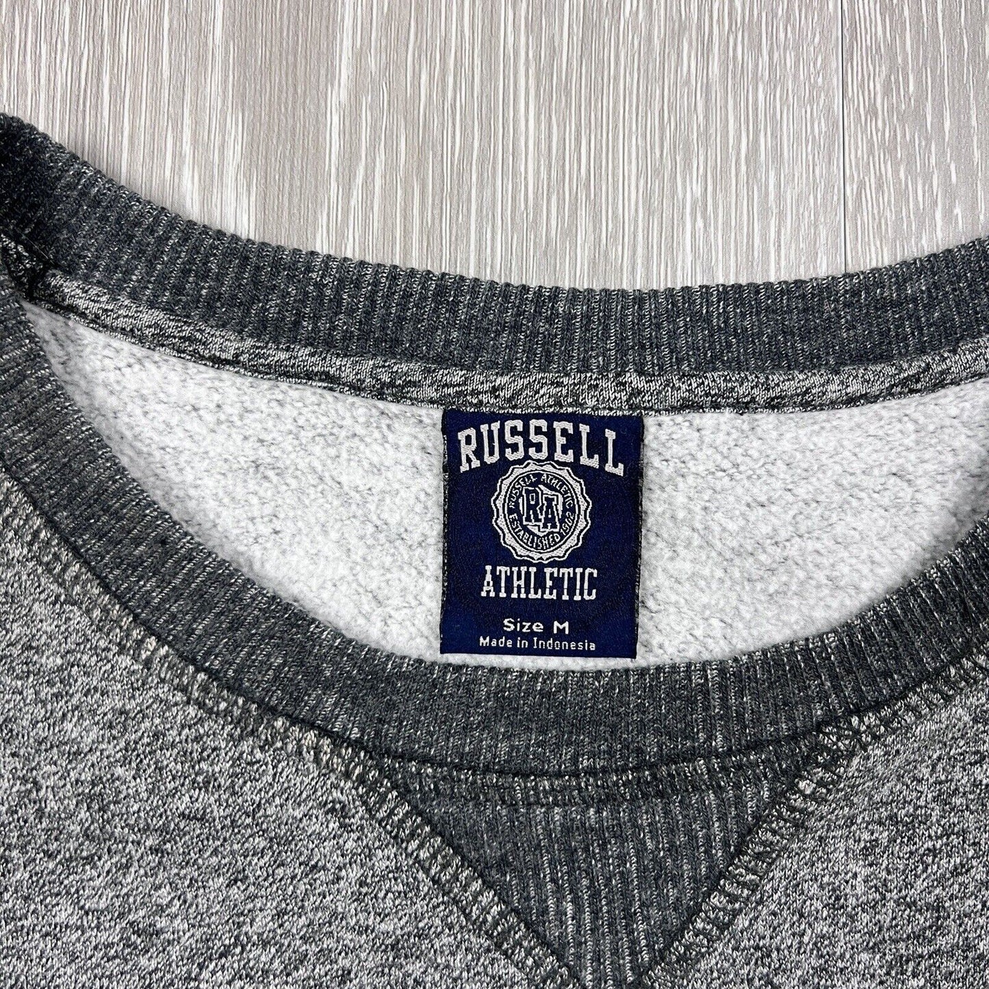 Russell Athletic Mens Grey Crew Neck Embroidered Jumper Size M