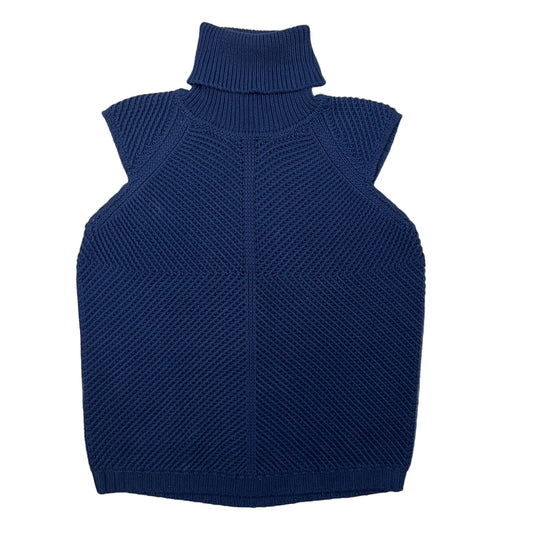 Iris & Ink Womens Navy Blue Knitted Turtle Neck Vest Size Small