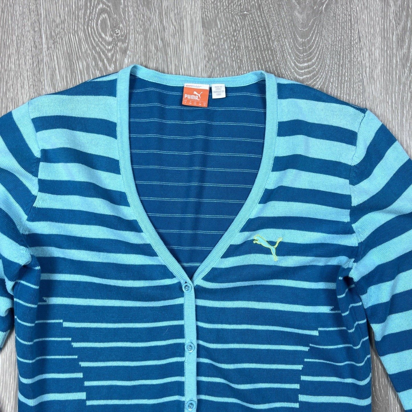 Puma Womens Striped Button Up Cardigan Size Small
